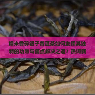 糯米香碎银子普洱茶如何发挥其独特的功效与痛点解决之道？热词新词解读！