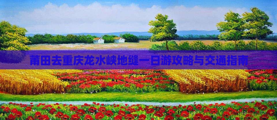莆田去重庆龙水峡地缝一日游攻略与交通指南