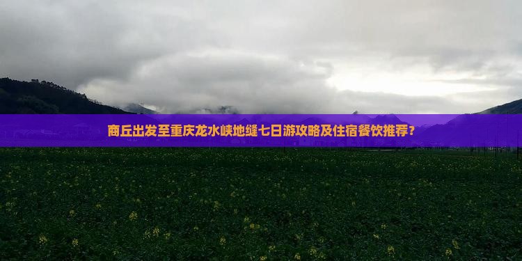 商丘出发至重庆龙水峡地缝七日游攻略及住宿餐饮推荐？