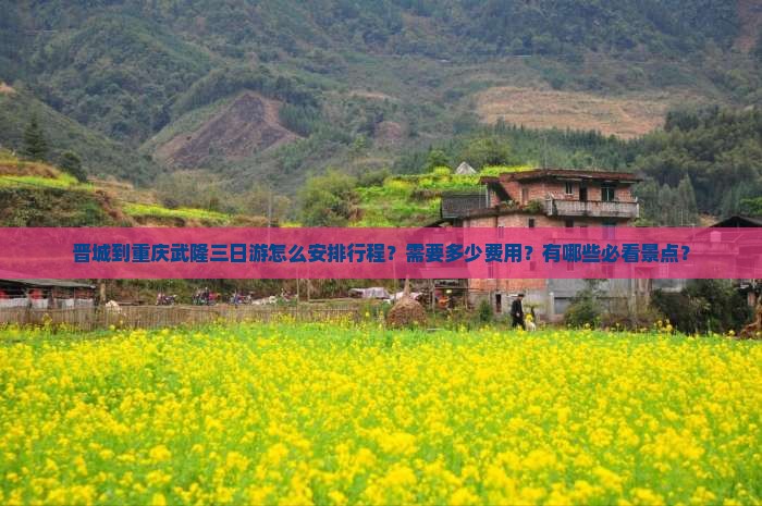 晋城到重庆武隆三日游怎么安排行程？需要多少费用？有哪些必看景点？
