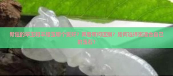新疆的翠玉和羊脂玉哪个更好？两者有何区别？如何选择更适合自己的玉石？