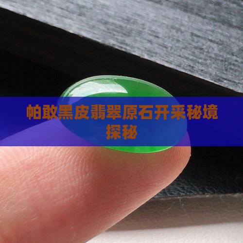 帕敢黑皮翡翠原石开采秘境探秘