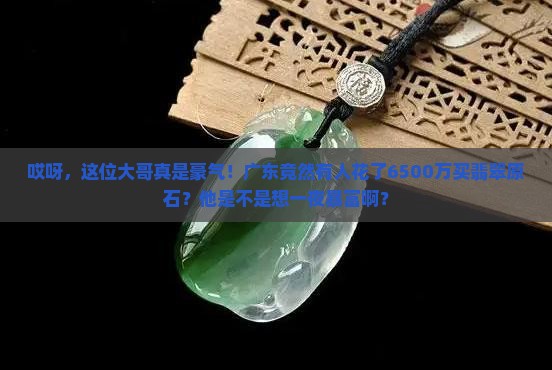 哎呀，这位大哥真是豪气！广东竟然有人花了6500万买翡翠原石？他是不是想一夜暴富啊？