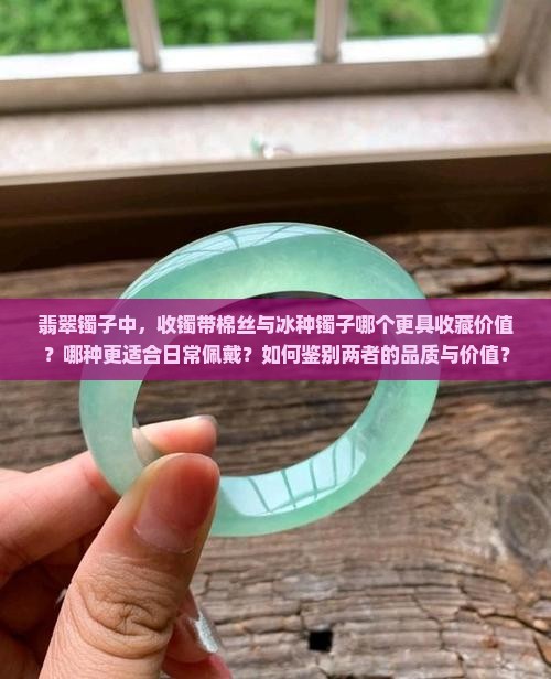 翡翠镯子中，收镯带棉丝与冰种镯子哪个更具收藏价值？哪种更适合日常佩戴？如何鉴别两者的品质与价值？