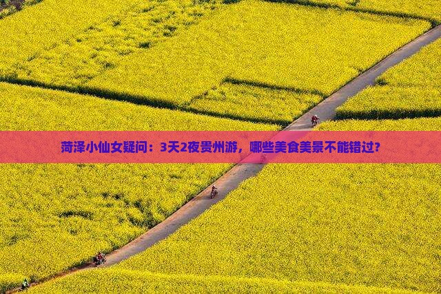 菏泽小仙女疑问：3天2夜贵州游，哪些美食美景不能错过？