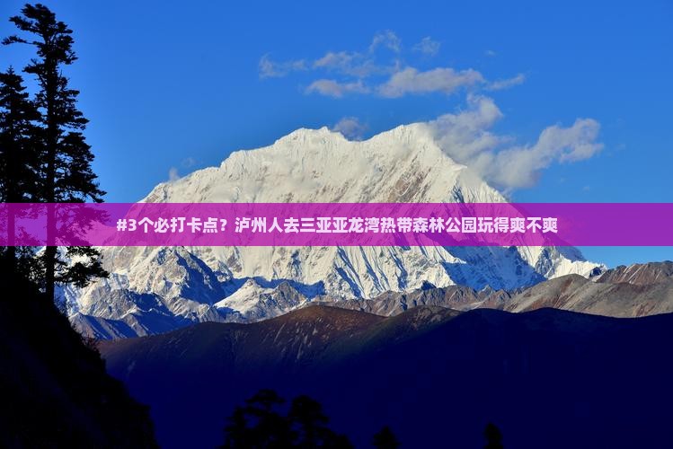 #3个必打卡点？泸州人去三亚亚龙湾热带森林公园玩得爽不爽