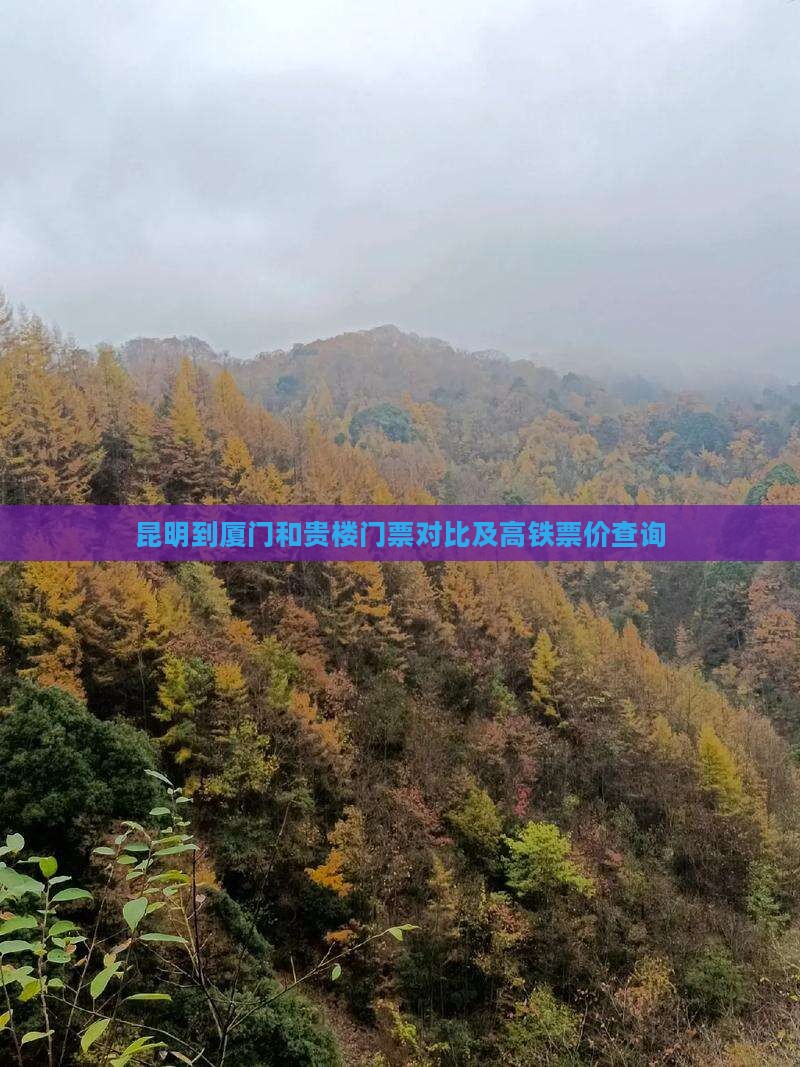 昆明到厦门和贵楼门票对比及高铁票价查询