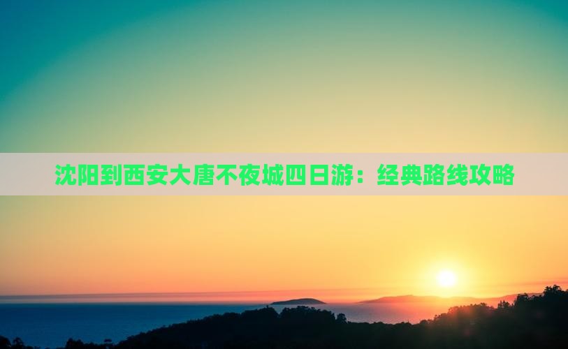 沈阳到西安大唐不夜城四日游：经典路线攻略
