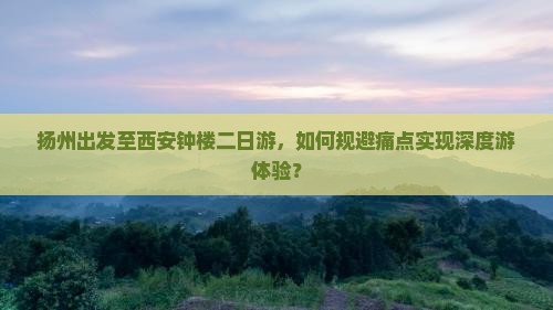扬州出发至西安钟楼二日游，如何规避痛点实现深度游体验？