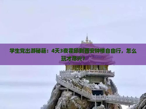 学生党出游秘籍：4天3夜霍邱到西安钟楼自由行，怎么玩才尽兴？
