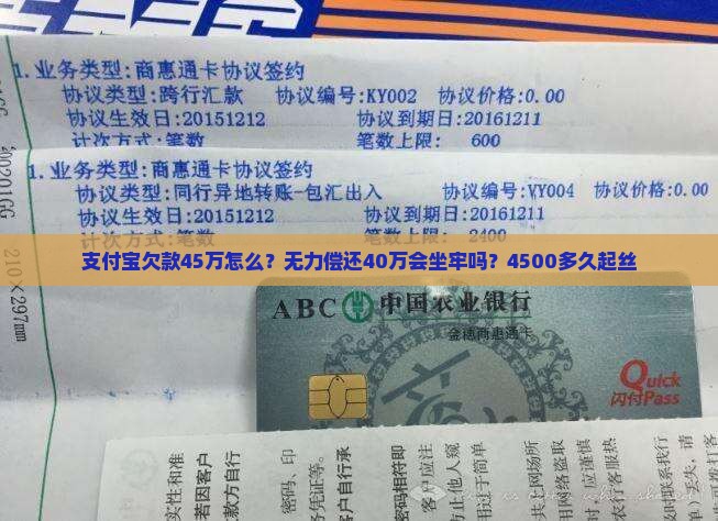 支付宝欠款45万怎么？无力偿还40万会坐牢吗？4500多久起丝