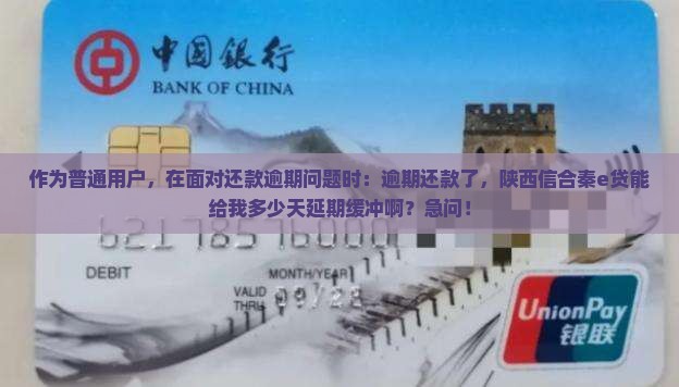 陕西信合秦e贷还款逾期后可以申请延期吗