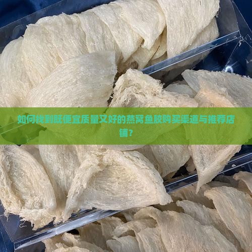 如何找到既便宜质量又好的燕窝鱼胶购买渠道与推荐店铺？