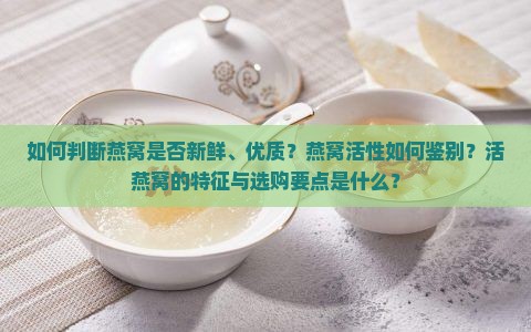 如何判断燕窝是否新鲜、优质？燕窝活性如何鉴别？活燕窝的特征与选购要点是什么？