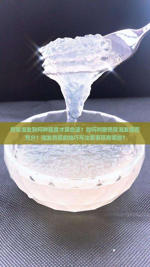 燕窝泡发到何种程度才算合适？如何判断燕窝泡发是否充分？泡发燕窝的技巧与注意事项有哪些？