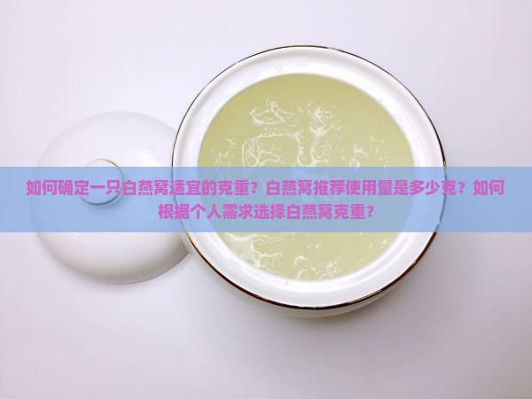 如何确定一只白燕窝适宜的克重？白燕窝推荐使用量是多少克？如何根据个人需求选择白燕窝克重？