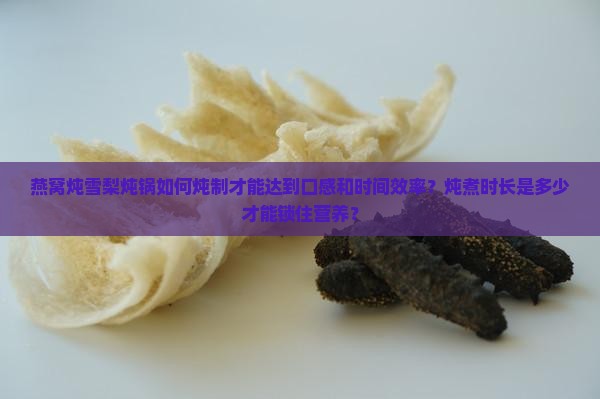 燕窝炖雪梨炖锅如何炖制才能达到口感和时间效率？炖煮时长是多少才能锁住营养？