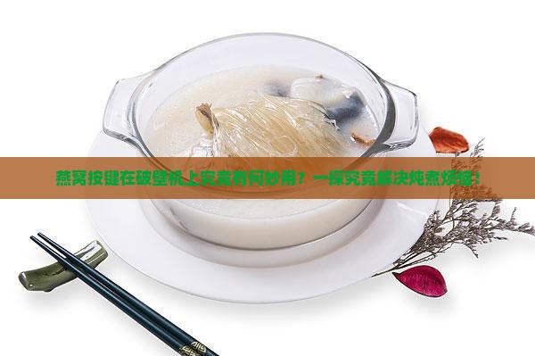 燕窝按键在破壁机上究竟有何妙用？一探究竟解决炖煮烦恼！
