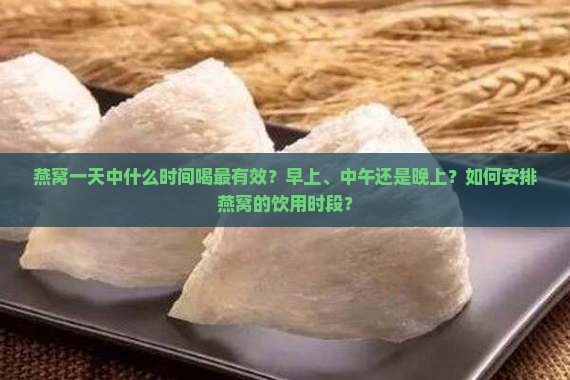 燕窝一天中什么时间喝最有效？早上、中午还是晚上？如何安排燕窝的饮用时段？