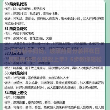 作为新手妈妈，玻璃燕窝分装杯在日常喂养中怎么轻松上手？5步教你轻松搞定！
