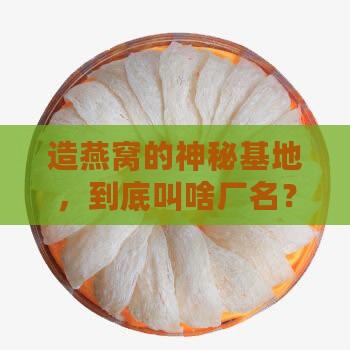 造燕窝的神秘基地，到底叫啥厂名？
