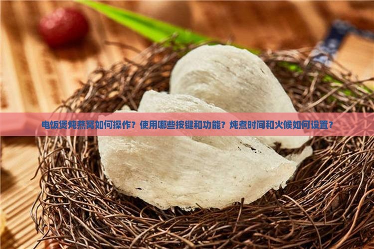 电饭煲炖燕窝如何操作？使用哪些按键和功能？炖煮时间和火候如何设置？