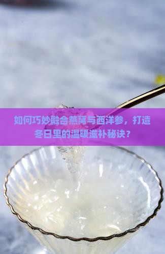 如何巧妙融合燕窝与西洋参，打造冬日里的温暖滋补秘诀？