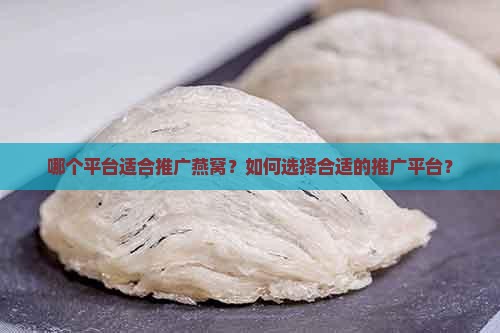 哪个平台适合推广燕窝？如何选择合适的推广平台？