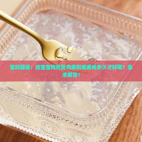 宝妈疑惑：给宝宝炖燕窝肉条到底要炖多久才好呢？急求解答！