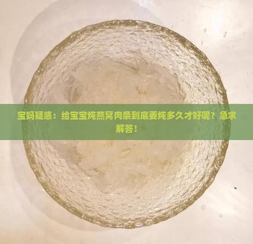 宝妈疑惑：给宝宝炖燕窝肉条到底要炖多久才好呢？急求解答！