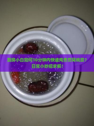 厨房小白如何10分钟内快速炖煮燕窝桃胶？日常小妙招求解！