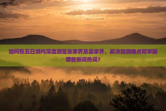 如何在五日游内深度游览张家界及袁家界，解决旅游痛点和掌握哪些新词热词？