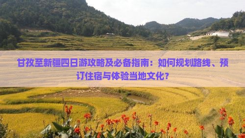 甘孜至新疆四日游攻略及必备指南：如何规划路线、预订住宿与体验当地文化？